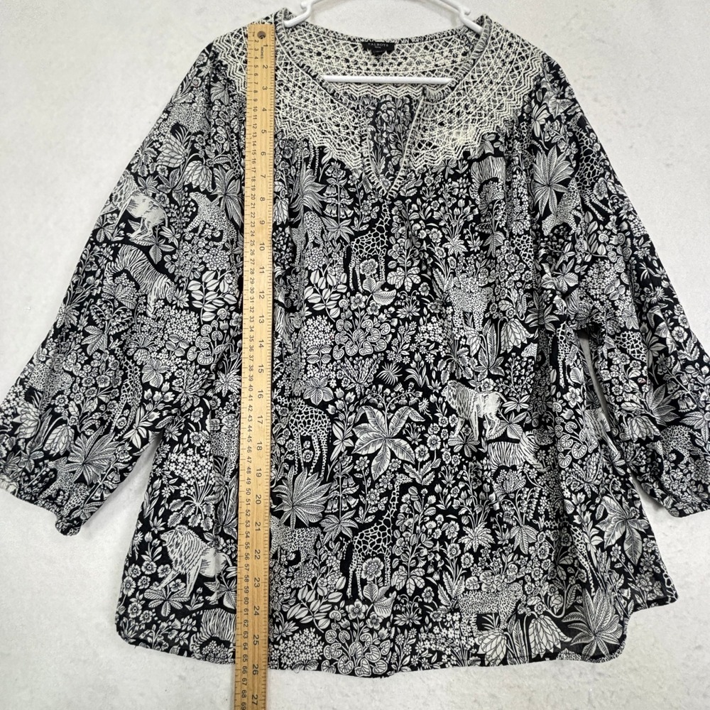 Talbots Jungle Print Peasant Blouse Womens XL Petite Cotton Boho - Picture 6 of 9